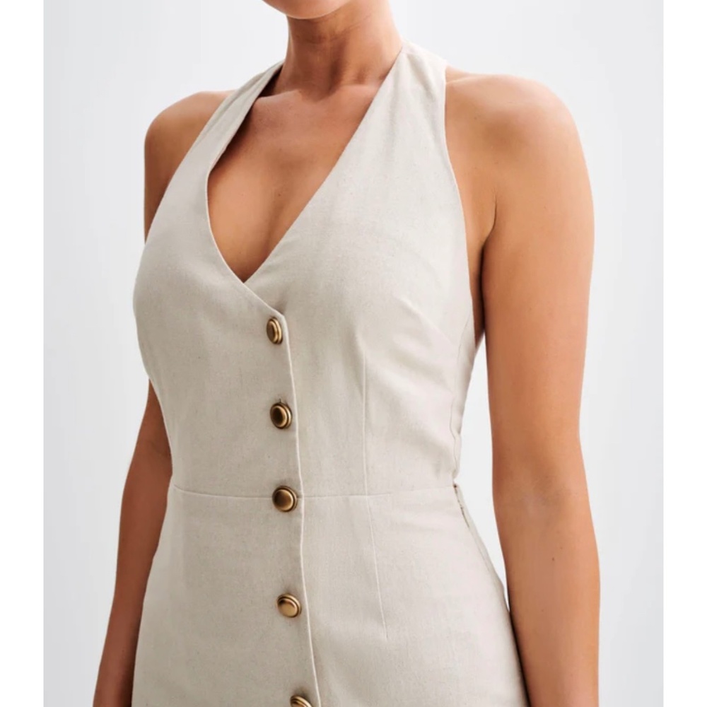 Meshki - Linen Halter Mini Dress - Natural